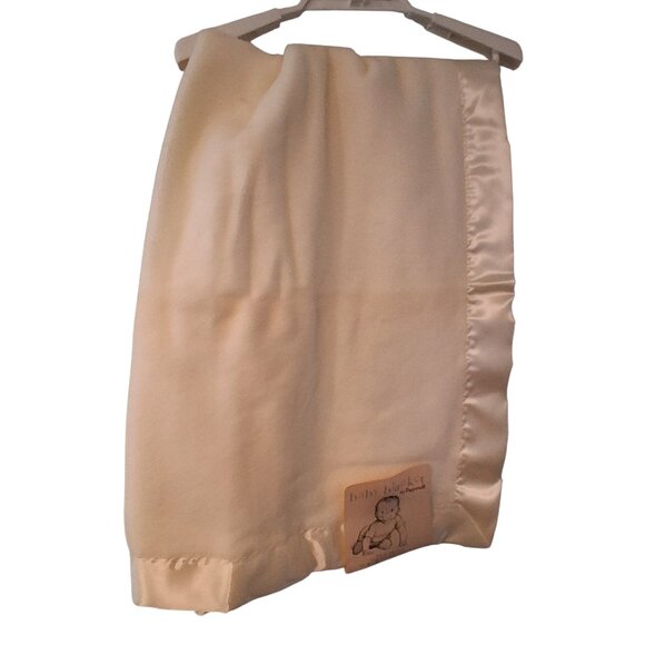 Pepperell nwt new old stock baby blanket fleece satin binding ivory 36x50 - Picture 2 of 10